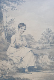Henry Edridge A.R.A Portrait Of Jane Sarah Wightwick Knightley With Her Dog 1802